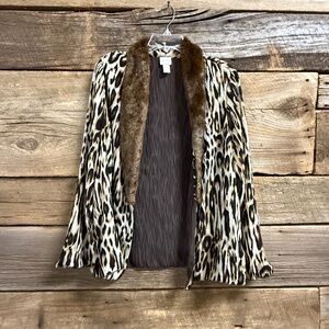Chico's Leopard print and faux fur lightweight jacket, Chico's size 2 (12/14 L)